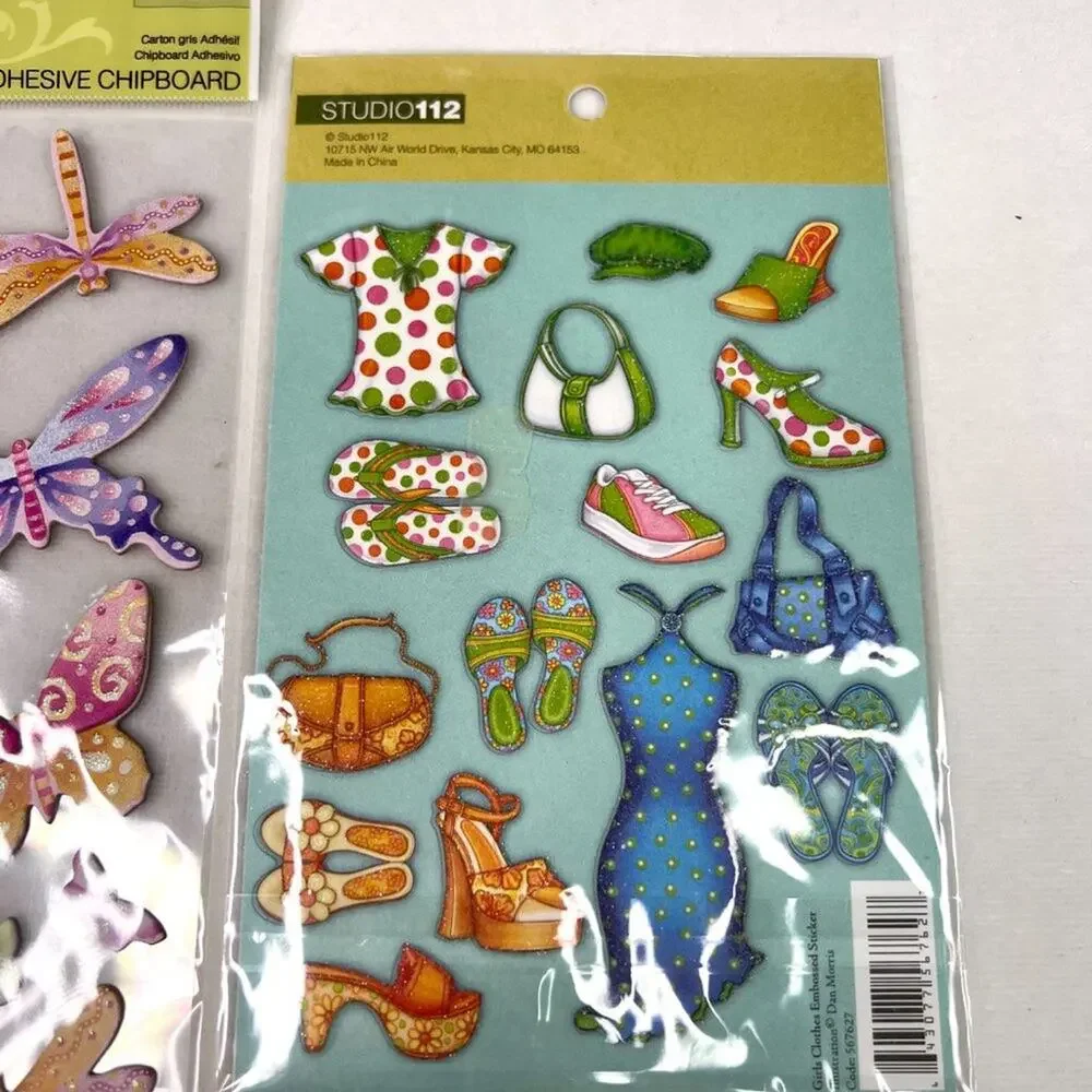 Lot of 6 Scrapbooking 3D & Glitter Sticker Sheets